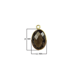 CG-356-SQ-S 18K Gold Overlay Stone Connector With Smokey Quartz Beads Bali Designs Inc