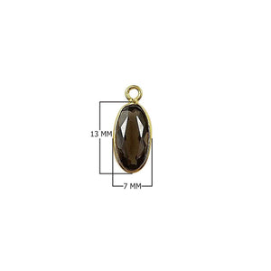 Handcrafted oval Smokey Quartz connector in 18K Gold Overlay Over Copper, wholesale jewelry component from India