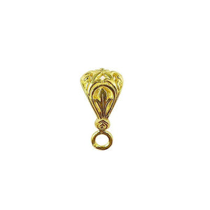 Handcrafted ornate bell shape pendant bail with single loop in 18K Gold Overlay Over Copper, wholesale jewelry component from India