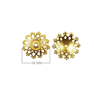 Round floral filigree connector with center hole crafted in 18K Gold Overlay Over Copper handcrafted in India