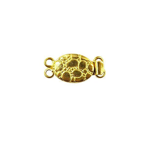 Turtle shape textured multi strand clasp with 2 hole, 18K gold overlay over copper, handcrafted in India.