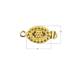 Oval studded textured magnetic clasp with 1 hole, 18K Gold Overlay Over Copper, handcrafted in India.