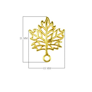 Leaf cutout charm with 1 hole, 18K Gold Overlay Over Copper, handcrafted in India.