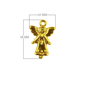 Angel charm made with 18K Gold Overlay Over Copper, handcrafted in India for wholesale jewelry production.