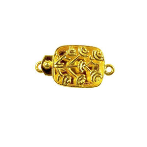 Ornate rectangular box clasp made with 18K Gold Overlay Over Copper, handcrafted in India for wholesale jewelry production.