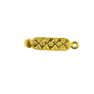 Textured oval box clasp made with 18K Gold Overlay Over Copper, handcrafted in India for wholesale jewelry production.