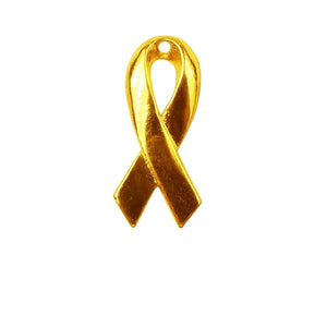 18K Gold Overlay awareness ribbon charm handcrafted in India for wholesale jewelry making
