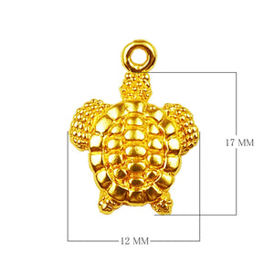 Turtle shape pendant charm made with 18K Gold Overlay Over Copper, handcrafted in India for wholesale jewelry making.
