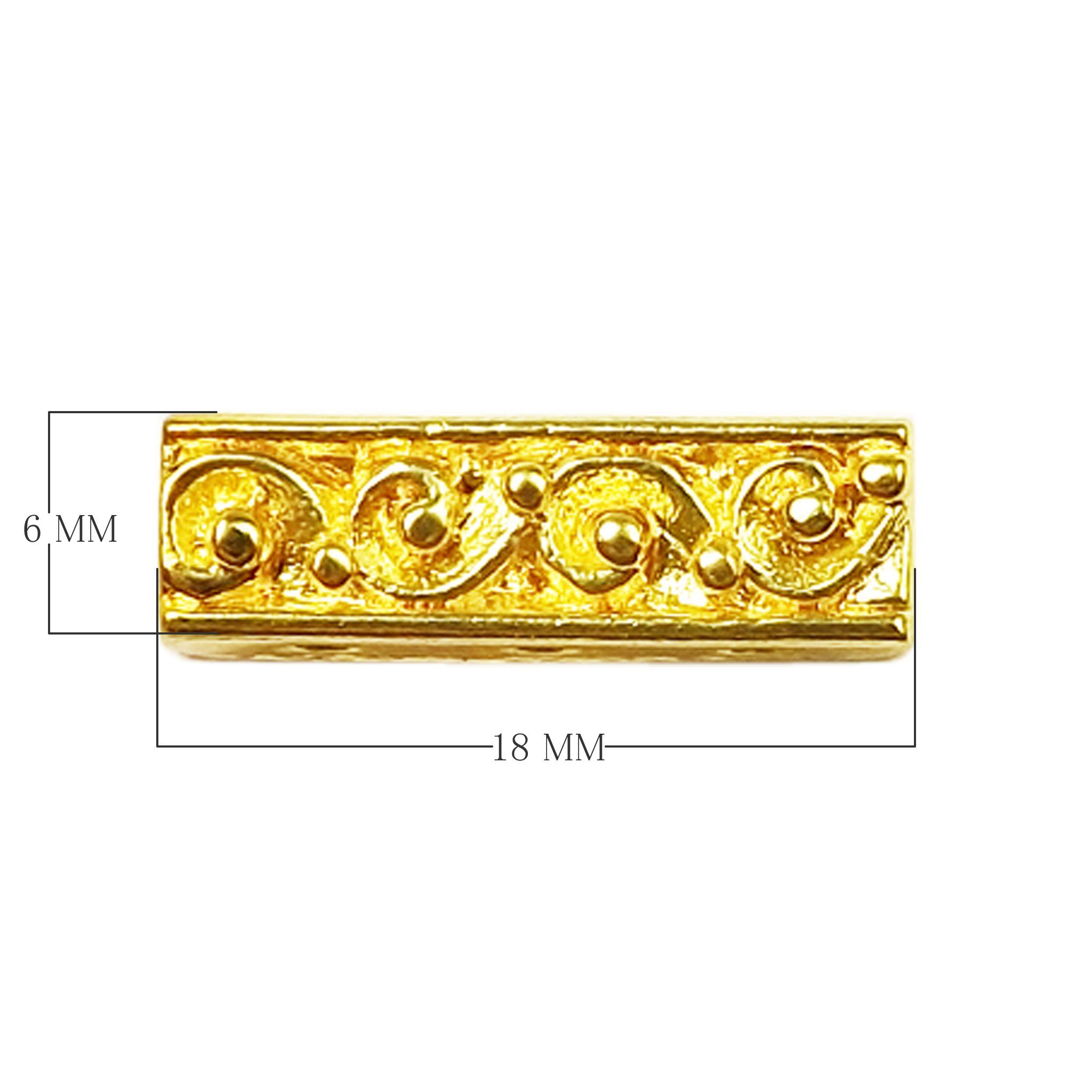CG-465 18K Gold Overlay Multi Strand Scroll Work Spacer Bar With 3 Hole Beads Bali Designs Inc