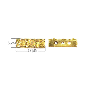 CG-466 18K Gold Overlay Multi Strand With Scroll Pattern Spacer Bar With 3 Hole Beads Bali Designs Inc