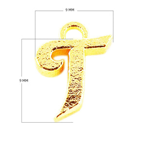 CG-492 18K Gold Overlay Alphabet 'T' Charm Beads Bali Designs Inc