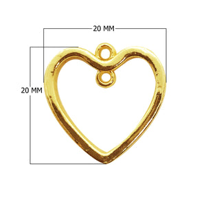 CG-524-20X20MM 18K Gold Overlay Heart Shape Charm Beads Bali Designs Inc