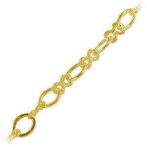18K Gold Overlay Over Copper mixed oval link beading chain handcrafted in India and sold per foot for jewelry making