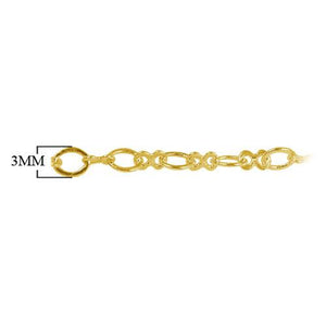 18K Gold Overlay Over Copper mixed oval link beading chain handcrafted in India and sold per foot for jewelry making