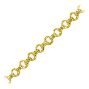 18K Gold Overlay Over Copper fine oval beading chain handcrafted in India and sold per foot for jewelry making use