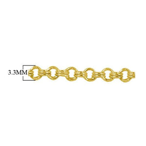 18K Gold Overlay Over Copper fine oval beading chain handcrafted in India and sold per foot for jewelry making use