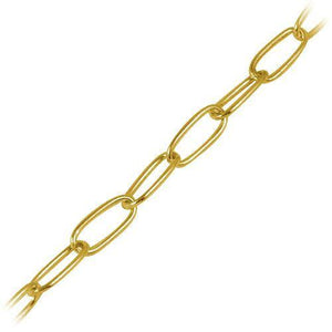 18K Gold Overlay Cover Copper elongated oval link chain handcrafted in India and sold per foot for jewelry manufacturing use