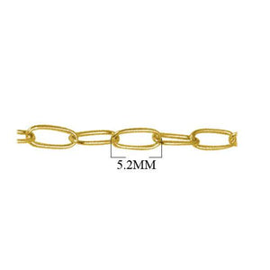 18K Gold Overlay Cover Copper elongated oval link chain handcrafted in India and sold per foot for jewelry manufacturing use