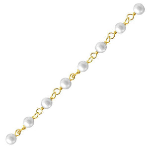 18K Gold Overlay Over Copper beaded Mabe Pearl chain with smooth round stones designed for wholesale jewelry manufacturing and bulk production applications