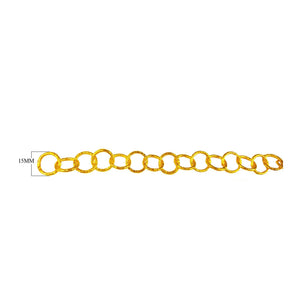 18K Gold Overlay Over Copper round link chain with uniform circular links designed for wholesale jewelry manufacturing and classic extender chain use