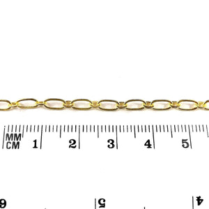 18K Gold Overlay Over Copper small oval link chain featuring elongated compact links designed for wholesale jewelry manufacturing and precision connector use