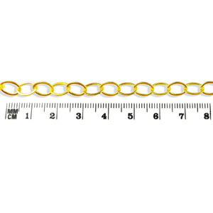 High-quality 18K Gold Overlay Over Copper oval link jewelry chain with polished finish, suitable for wholesale jewelry manufacturing, bulk supply, and professional production applications