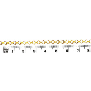 Heart shape link 18K Gold Overlay Over Copper jewelry chain with polished finish, designed for wholesale jewelry manufacturing, bulk production, and decorative jewelry applications