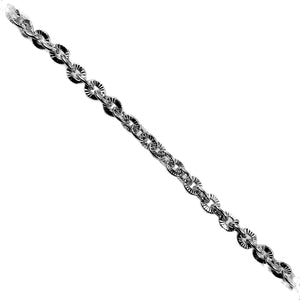 Black Rhodium Overlay Over Copper decorative disc pattern link chain with textured detailing and dark polished finish, sold per foot for wholesale jewelry manufacturing use