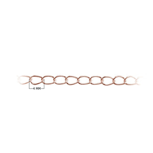 Rose Gold Overlay Over Copper medium oval link chain with smooth uniform links designed for wholesale jewelry manufacturing, extender preparation, and bulk production workflows