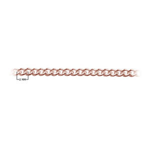Rose Gold Overlay Over Copper fine curb link chain with tightly connected links designed for wholesale jewelry manufacturing, extender construction, and professional assembly lines