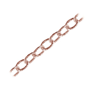 Rose Gold Overlay Over Copper oversized link chain with elongated oval links, handcrafted in India and sold per foot for wholesale jewelry manufacturing.