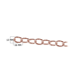 Rose Gold Overlay Over Copper oversized link chain with elongated oval links, handcrafted in India and sold per foot for wholesale jewelry manufacturing.