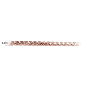 Rose Gold Overlay Over Copper textured chain with interwoven links, handcrafted in India and sold per foot for wholesale jewelry manufacturing use.