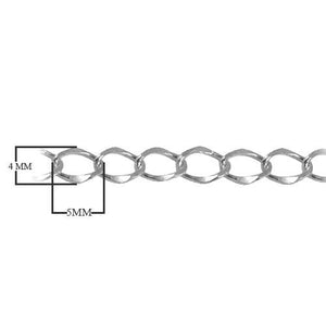 Silver overlay over copper oval link chain with polished finish and smooth interconnected links displayed for wholesale jewelry manufacturing and production use