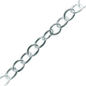 Silver overlay over copper beading and extender chain with polished oval links displayed for wholesale jewelry manufacturing and bulk production applications