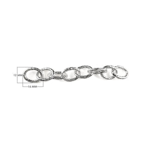 Silver overlay over copper beading and extender chain with bold textured oval interlocking links displayed for wholesale jewelry manufacturing and bulk use