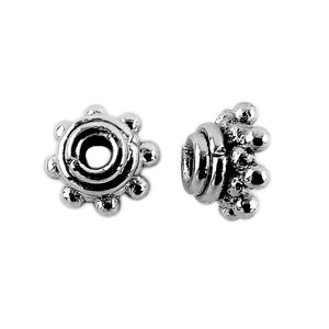 Black Rhodium Overlay Over Copper handcrafted spacer bead from India with polished circular decorative design for jewelry manufacturing