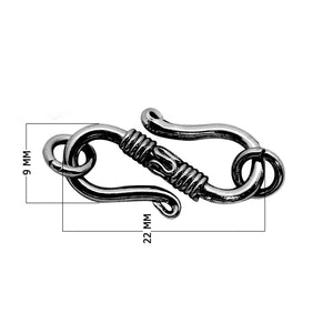 Black Rhodium Overlay Over Copper handcrafted S-Hook clasp jewelry component from India