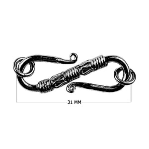 Black Rhodium Overlay Over Copper handcrafted decorative S-hook clasp jewelry component from India
