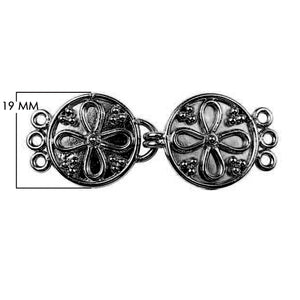 CR-230 Black Rhodium Overlay Multi Strand Clasp With 3 Holes Beads Bali Designs Inc