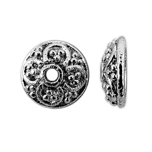 Black Rhodium Overlay Over Copper floral bead cap handcrafted in India for jewelry making