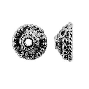 Black Rhodium Overlay Over Copper ornate bead cap handcrafted in India for jewelry making
