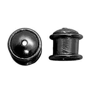 Black Rhodium Overlay Over Copper plain cylindrical end cap handcrafted in India for jewelry making