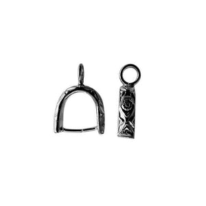 Black Rhodium Overlay Over Copper textured pendant bails handcrafted in India for wholesale jewelry making
