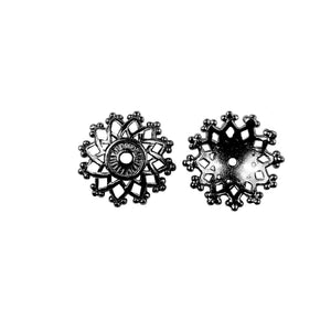 Black Rhodium Overlay Over Copper floral filigree bead caps handcrafted in India for wholesale jewelry making