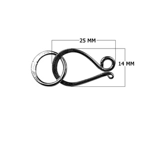 Handcrafted Black Rhodium Overlay Over Copper S-hook clasp with ring for wholesale jewelry manufacturing