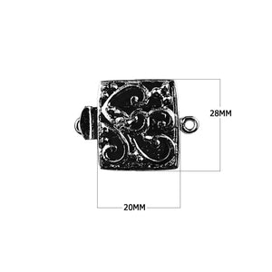 Black Rhodium Overlay Over Copper square filigree single hole multi strand clasp handcrafted in India for wholesale jewelry manufacturing