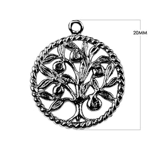 CR-452 Black Rhodium Overlay Tree of Life Charm Beads Bali Designs Inc