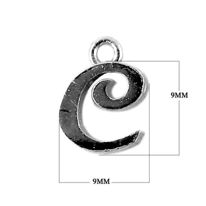 CR-475 Black Rhodium Overlay Alphabet 'C' Charm Beads Bali Designs Inc