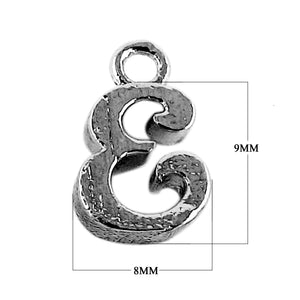 CR-477 Black Rhodium Overlay Alphabet 'E' Charm Beads Bali Designs Inc